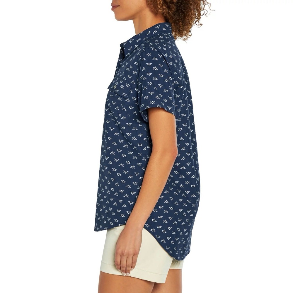 Eddie Bauer Ladies Short Sleeve Adventure Top Size XS Blueprint Geo Foulard - Picture 3 of 4